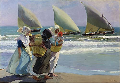 Affiche Toile Trois Voiles de Joaquin Sorolla 60x90cm pour une décoration murale élégante