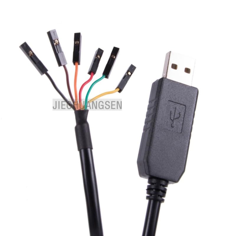 FTDI Chip USB to TTL UART 3.3V/5V Level Module 6-core 2.54MM for Dupont Serial Port Data Cable 1m/1.8m - (Package: 5V TTL, Connector Type: Line Connector, Pins: 0.5m)