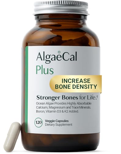 ALGAECAL Plus Calcium Supplement for Bone Density with D3 K2 120 Caps
