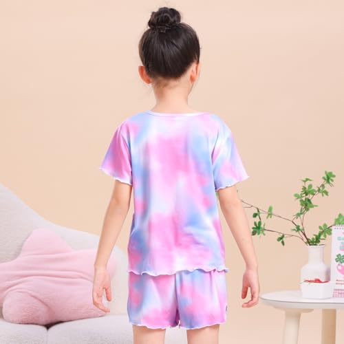 ICOSY Matching Doll & Girls Pajamas Set 2 PCS Kids Pajamas Top and Shorts for American 18" Doll Girl Clothes4