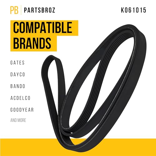 PartsBroz K061015 Micro-V Serpentine Drive Belt - Compatible with Gates Dayco Bando ACDelco Goodyear Continental Masterpro - Replaces K10156 K10156 JK6-1021-A JK6-1024 JK6-111022 JK61022AA K061015HD - Thumbnail 2