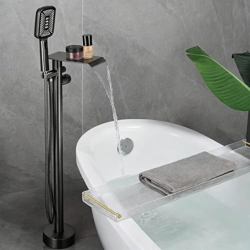 Robinet baignoire ilot cascade gris pistolet mitigeur sol haut de gamme