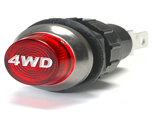 Large Red 4Wd Engraved For Four Wheel Drive Indicator Warning Light Bolts Into A 3/4 Inch Hole