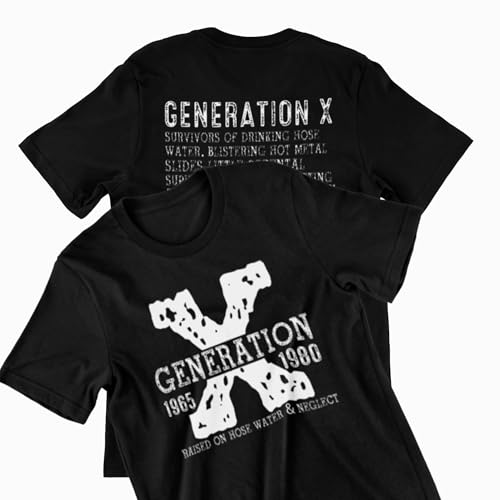 Image of Generation X Graphic T-Shirt, 1965-1980 Nostalgic Print, Front and Back Design, Unisex