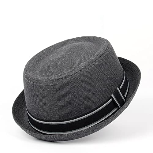 GHC-Casquettes-et-Chapeaux-1pcs-Dad-Dad-Bowler-Porkpie-Jazz-Chapeau-Men-Fedora-Chapeau-Appartement-Porc-Pie-Chapeau-for-Gentleman-Big-Taille-S-m-l-XL-Couleur-Dark-Gray-Taille-7-18