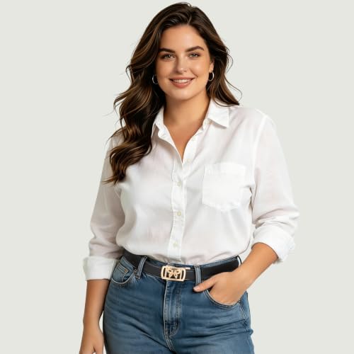 Image of Aurolran Women's Leather Belt with Buckle - Ideal for Dresses, Jeans, and Coats
