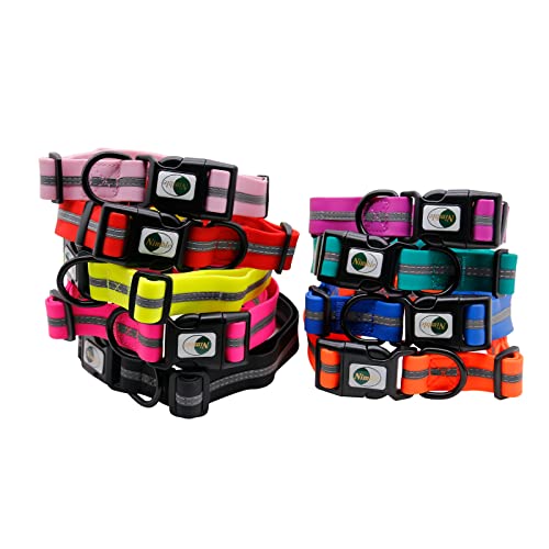 Image of Nimble Reflective Waterproof Dog Collar Adjustable Odor Resistant Easy Clean Pet Collar for Small Medium Large Dogs Night Walking Outdoor Rainy Use (Small (9.45 inch-14.17 inchinches), Candy Red)