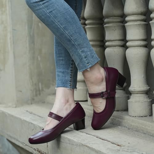 Image of Ortho+rest Women Orthopedic Bunion Mary Jane Dress Shoes | Bunion-bliss Dressy Pumps, Low Chunky Heel, Round Toe, Comfortable for Work & Office Professionals