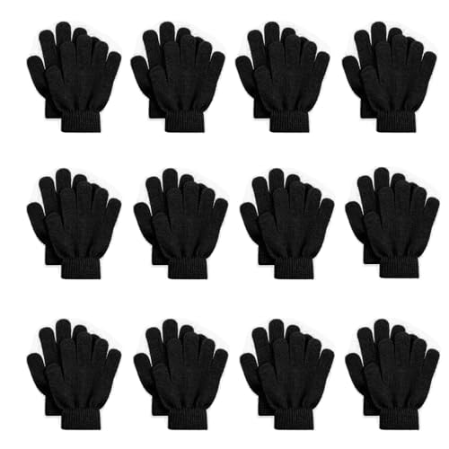 Image of FOMANN Kids Magic Gloves 12 Pair Children Bulk Gloves Boys Girls Warm Soft Gloves(6 to 13 years old)