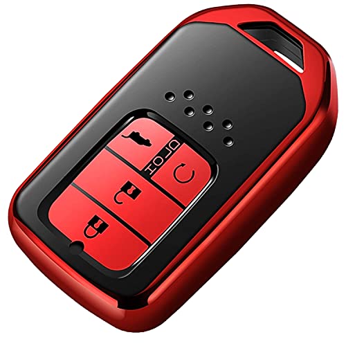 COMPONALL for Honda Key Fob Cover, Key Fob Case for Honda Accord Civic CRV Pilot Odyssey Passport Smart Premium Soft TPU Full Cover Protection Smart Remote Keyless Key Fob Shell, Red