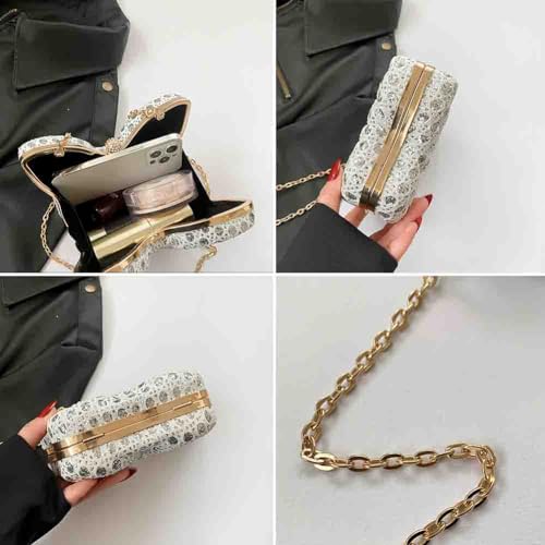 Women's Hollow Butterfly Shoulder Bag, Luxury Glitter Rhinestone Chain Evening Purse, Cute Wedding Party Bridal Prom Handbag3
