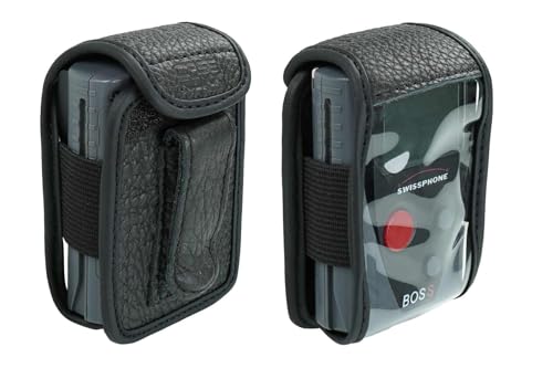 caseroxx Sac Cuir avec Clip Ceinture pour Swissphone Boss 900-935 en Cuir veritable, Housse de Protection à Porter à la Ceinture (avec fenêtre Transparente antisalissure; Coloris Noir)