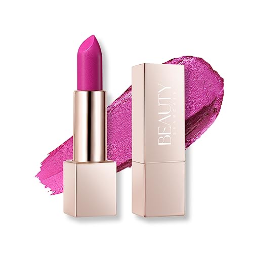 Beauty Searcher Metallic Lippenstift 3D Shine Finish Moisture Lippenstift Feuchtigkeitsspendendes No-Stick Cup Lip Makeup, Lang anhaltender wasserfester glänzender Lippenstift (Pink Lady)