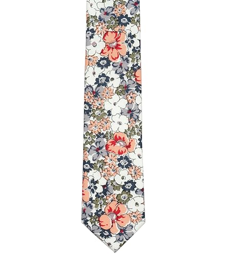 Image of BELLUNO Men's Cotton Floral Skinny Tie, 2.5 inch Width, with Gift Box