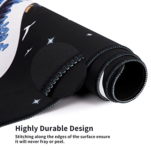 MEWOOCUE Gaming Laptop Mouse Pad,Sea Wave Big Mice Pads PC Keyboard Waterproof and Non-Slip 31.5 x 11.8inches 3mm Thick XL,XXL Rubber Table Mat, Kanagawa Surfing and Black Japanese Mouse Pads - Image 6