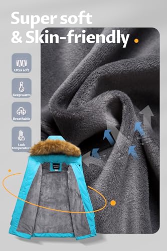 CREATMO US Girl's Long Length Winter Coat Parka Water Resistant Puffer Jacket With Fleece Lining3