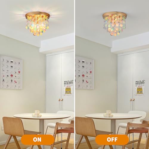 Clairdai XDJZ Modern K9 Crystal Chandelier Led Ceiling Light Fixtures Stainless Steel Flush Mount Ceiling Chandelier Light For Bedroom,Living Room,Foyer,Hallway,Closet  thumb #4