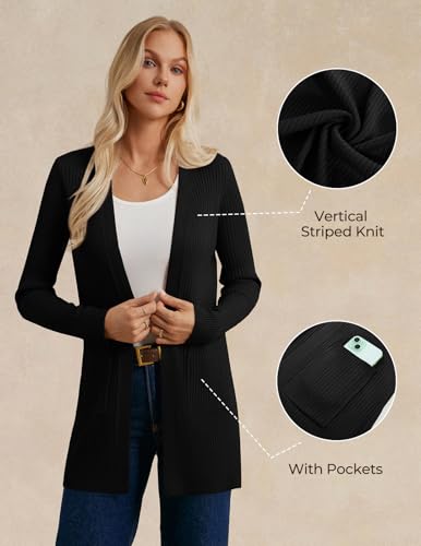 GRACE KARIN Fall Long Cardigans for Women 2025, Open Front Long Sleeve Sweaters, Early Fall Fashion Outfits3