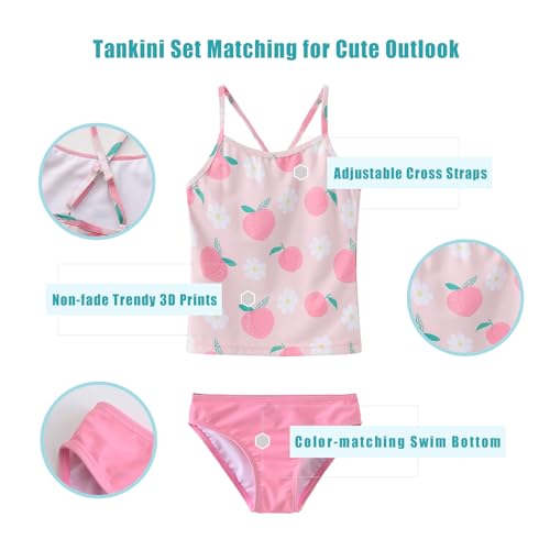 Image of Girls 3 Piece Swimsuits Set Long Sleeve Rash Guard for Girls Tankini Bathing Suits Beach Swimwear 3-16 Years