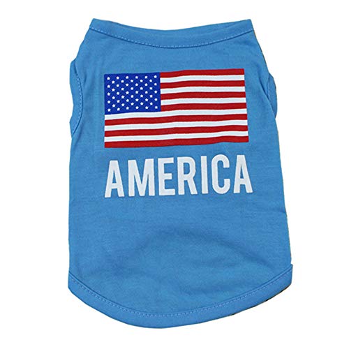 Alroman Dogs American Flag Shirts Blue Vest Stars and Stripes Clothing for Dogs Cats Tee L Dog Vacation Vest Male Dog T-Shirt Puppy Summer Clothes Boy Polyester Shirt Dog Cat Pet Small Apparel