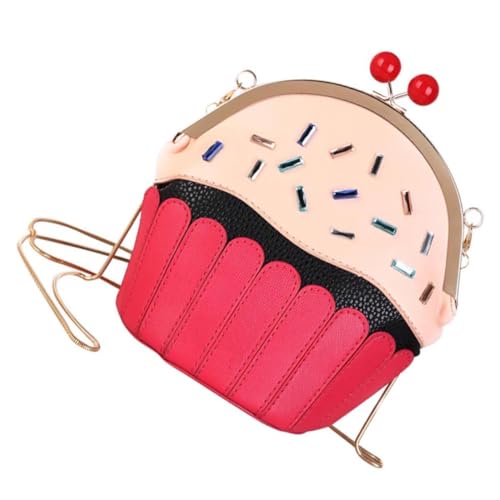 Sac rouge en PU gâteau glace avec rangement solide et bandoulière