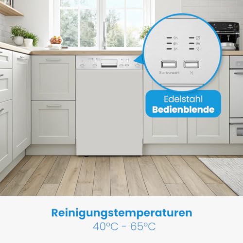 Bomann Spülmaschine Geschirrspüler 60cm, teilintegrierte Ausführung, sehr leise, Spülmaschine teilintegriert 60 cm, automatische Türöffnung, inkl. Aquastop, 40°-65°C, 6 Programme - GSPE 7423 TI