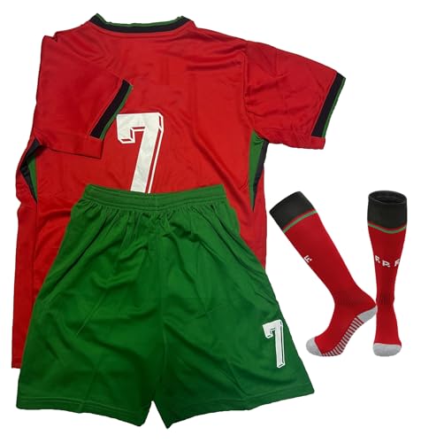 Football Jersey, jersey 2024 Soccer Jersey, T-Shirt Boys Kids Youth Jersey Socks Soccer Shirt Kit Set (US, Numeric, 24, Regular, red)