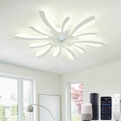 Ventilatore da soffitto con telecomando, dimmerabile, E27 LED Smart, 3