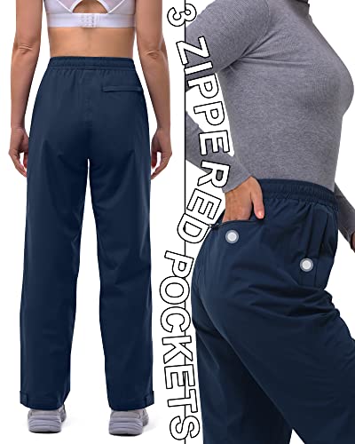 33,000ft Regenhose Damen Wasserdicht Atmungsaktiv Gefüttert Wanderhose Fahrrad Überziehhose Leichte Winddicht Outdoorhose Navy Blau L