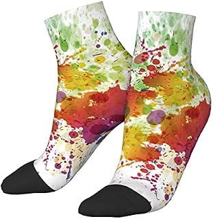 456 Sports Socks Funny Paint Drop Splatter Colorful Men’S Socks Wicking Work Socks Recycled Office Socks For Work Trekking Walking,30cm