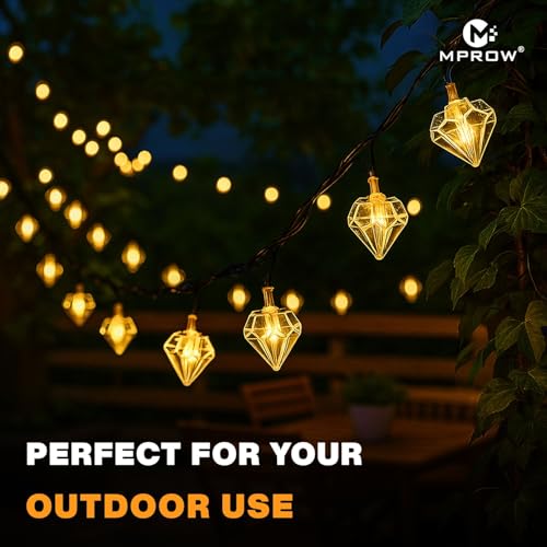 Image of MPROW Diamond Crystal LED String Lights - Yellow-Color Decorative Fairy Lights for Home Decoration, Bedroom, Diwali, Christmas, & Parties - 20 LED Decorative Lights (Smart Lighting, Brilliant Living)