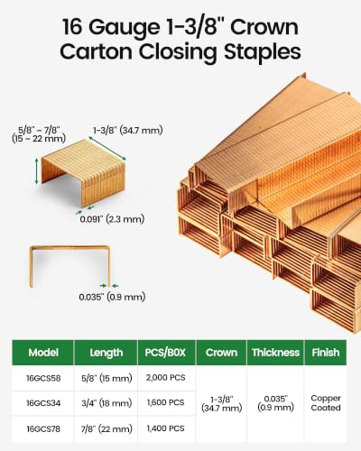 Image of meite Carton Closing Staples 1-3 /8 inch Wide Crown 3 /4 inch Leg 1,600PCS