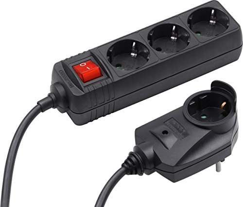 Meister Steckdosenleiste 3-fach, mit Zusatzstecker - 2 m Kabel...