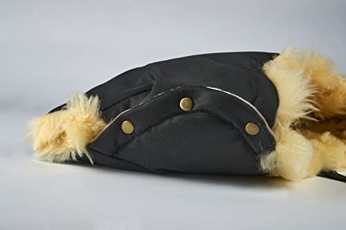 Naturasan Lammfell Handwärmer, warmer Kinderwagen Handmuff mit Lammfell Innenfutter, Muff, Kiwa, Buggy, Jogger, Radanhänger, HW-03-Bambini (Schwarz)