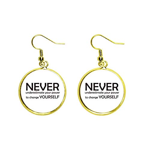 Pendientes dorados gota gota mujer con lema inspirador de diseño elegante