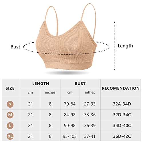 Omisy 6 Pieces V Neck Padded Sport Bra For Women Pack, Cami Bando Bra Sleeping Bra With Elastic Straps For Women Girls #TOP1
