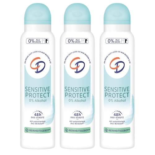 3 x CD Sensitive Protect Deo Spray 0% Alkohol 0% Aluminium 48h Schutz je 150 ml