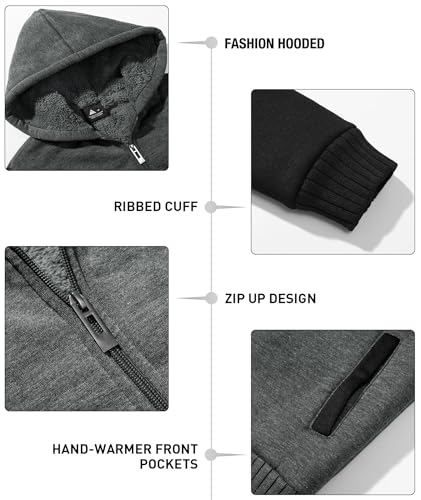 Image of GEEK LIGHTING Boys Sherpa Lined Hoodie Kids Fleece Sweatshirt Full Zip Hooded Jacket