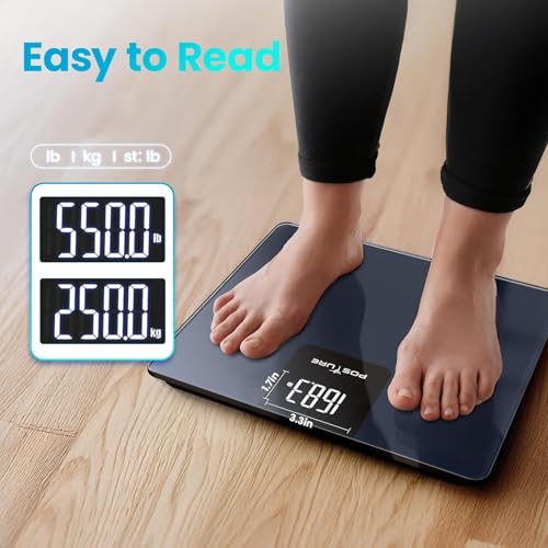 Posture 550lb Capacity Digital Bathroom Scale High Precision Body Weight Scale Extra Wide Platform Large LED Display, and Durable 8mm Tempered Glass Platform for Home - Image 4