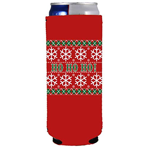 Ho Ho Ho Christmas Neoprene Collapsible Slim 12oz Can Coolie (1)