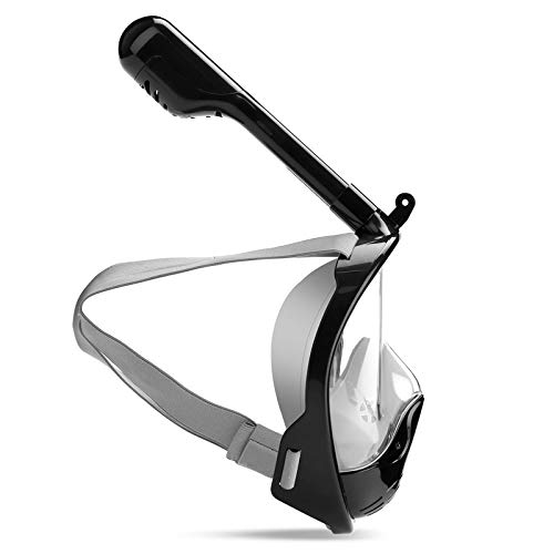 Vaincre 180° Full Face Snorkel Mask Panoramic View Anti-Fog,Anti-Leak Snorkeling Design With Adjustable Head Straps-See Larger Viewing Area Than Traditional Masks For Adults Youth (Black L/Xl) #TOP2