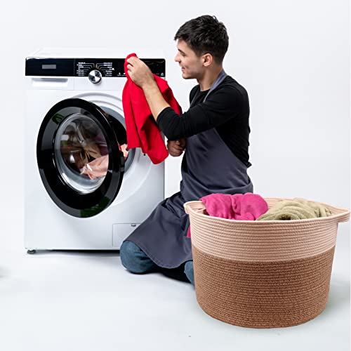 Nutuch Extra Large Laundry Basket | Cotton Rope Basket | Woven Blanket Basket | Toy Storage 22"X22"X14" | Nursery Bin | Laundry Blanket Basket | Organizer Storage Bins | Laundry Hamper With Handles #TOP4