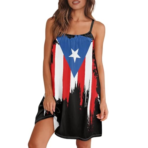 Srengjodk Puerto Rico Outfits for Women Trip 2025,Puerto Rico Flag Dress,Sun Dresses Women Maxi,Puerto Rico Flag Print Medium