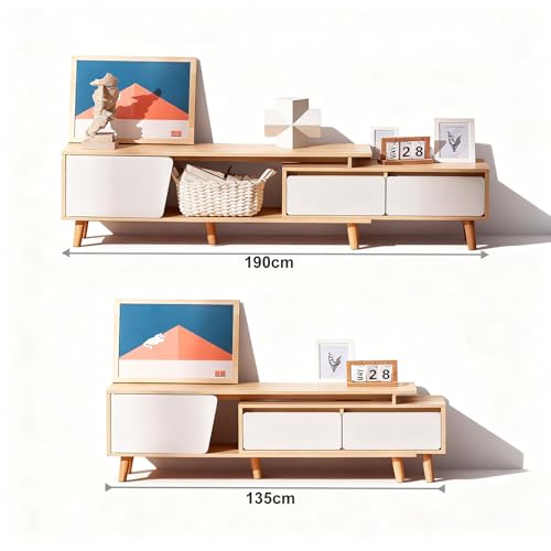 Soporte extensible para TV blanco y madera ideal para salones modernos 5