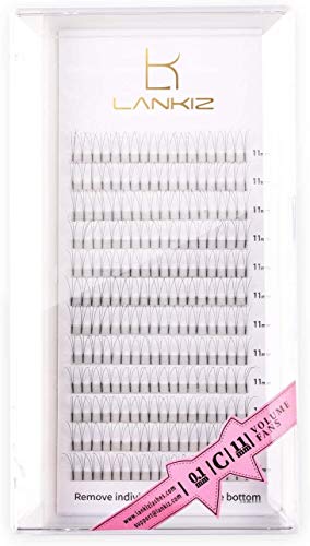 LANKIZ DIY Lash Extensions, Large Tray Individual Lashes, Soft and Lightweight, Reusable Cluster Lashes for Home Use (3D-11mm)