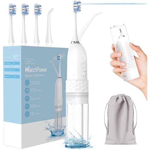 Portable Electric Toothbrush with Water Flosser, 2-in-1 Cordless Waterflosser Teeth Cleaning Kit 2.0, 3+3 Modes, 3 Brush Heads, 1 Jet Tip, IPX7 Waterproof Rechargeable Oral Irrigator for Travel Home Cover