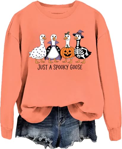 Just A Spooky Goose Sweatshirt & Hoodie Just A Spooky Goose Shirt Long Sleeves Halloween Sweater