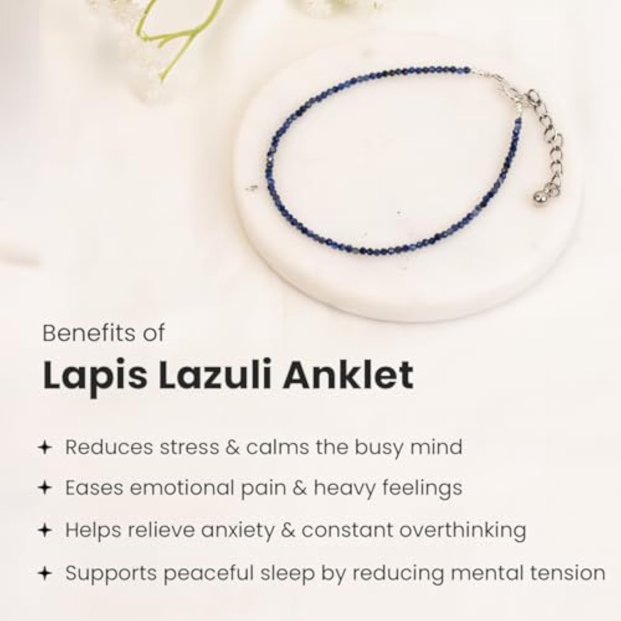Women's Lapis Lazuli Anklet, Natural Stone