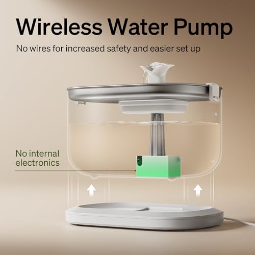 Image of PETLIBRO Cat Water Fountain Stainless Steel Tray, Wireless Pump Cat Fountain, Ultra Quiet Pet Water Fountain, 2.5L Automatic Water Dispenser for Cats, Dual Flow Cat Water Dispenser Easy to Clean