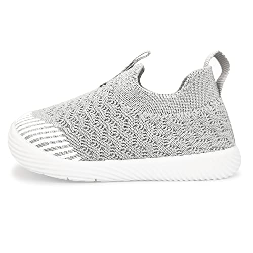 Isusujo Baby Shoes Boy Girl Walking Slip On Sneakers Infant First Walker Shoes 6 9 12 18 24 Months Grey Size 12-18 Months Infant #TOP3